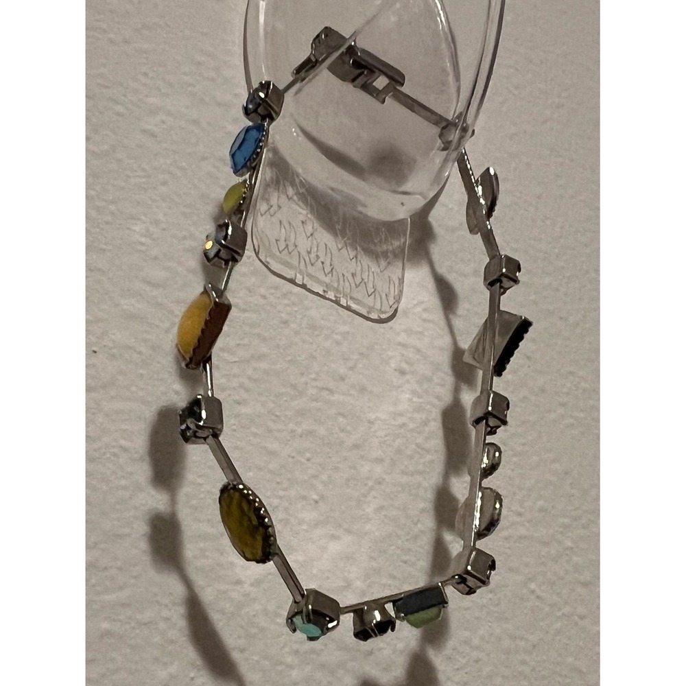 Lia Sophia Cache Silver Necklace and matching brac with Blue and Yellow Accents - Picture 6 of 8